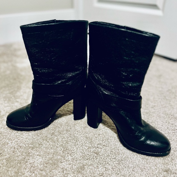 JIMMY CHOO HEELED BIKER BLACK BOOTS 8.5US 39 EU - Picture 5 of 6